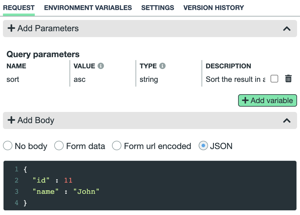Endpoint payload example